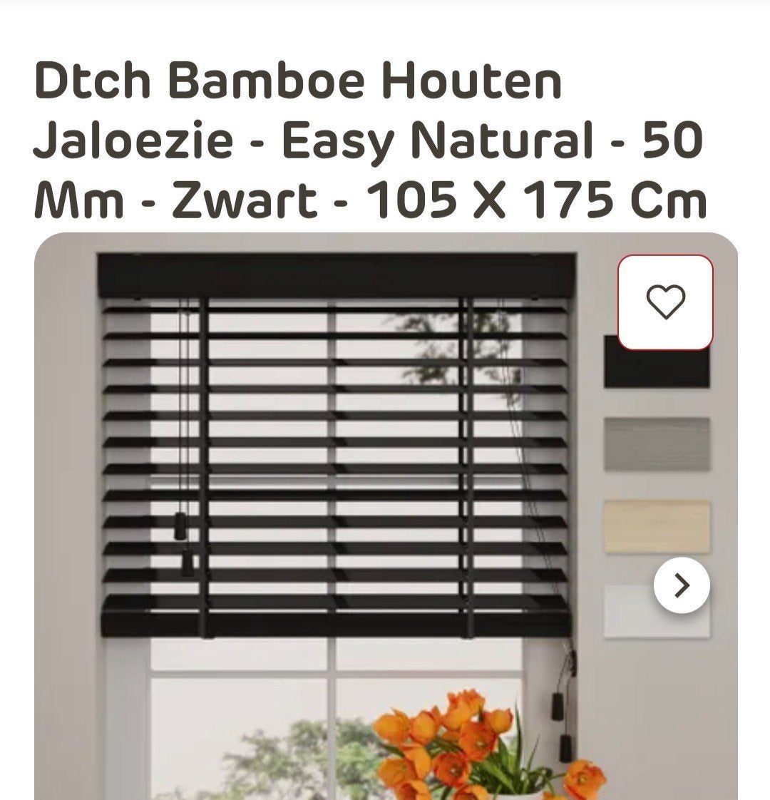 Bamboe Houten Jaloezie Zwart - 105 x 175 cm, Ophalen, Jaloezie, Overige merken, Zwart