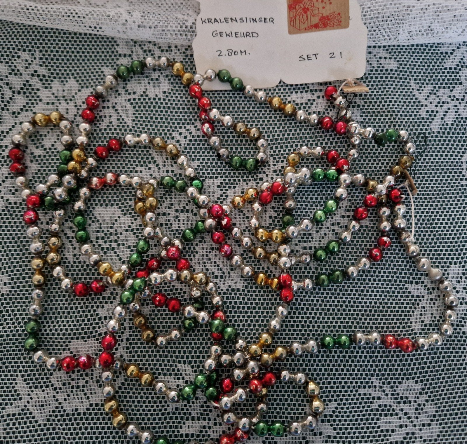 antieke oude kerstslinger 2.80 m. set 21, Verzenden