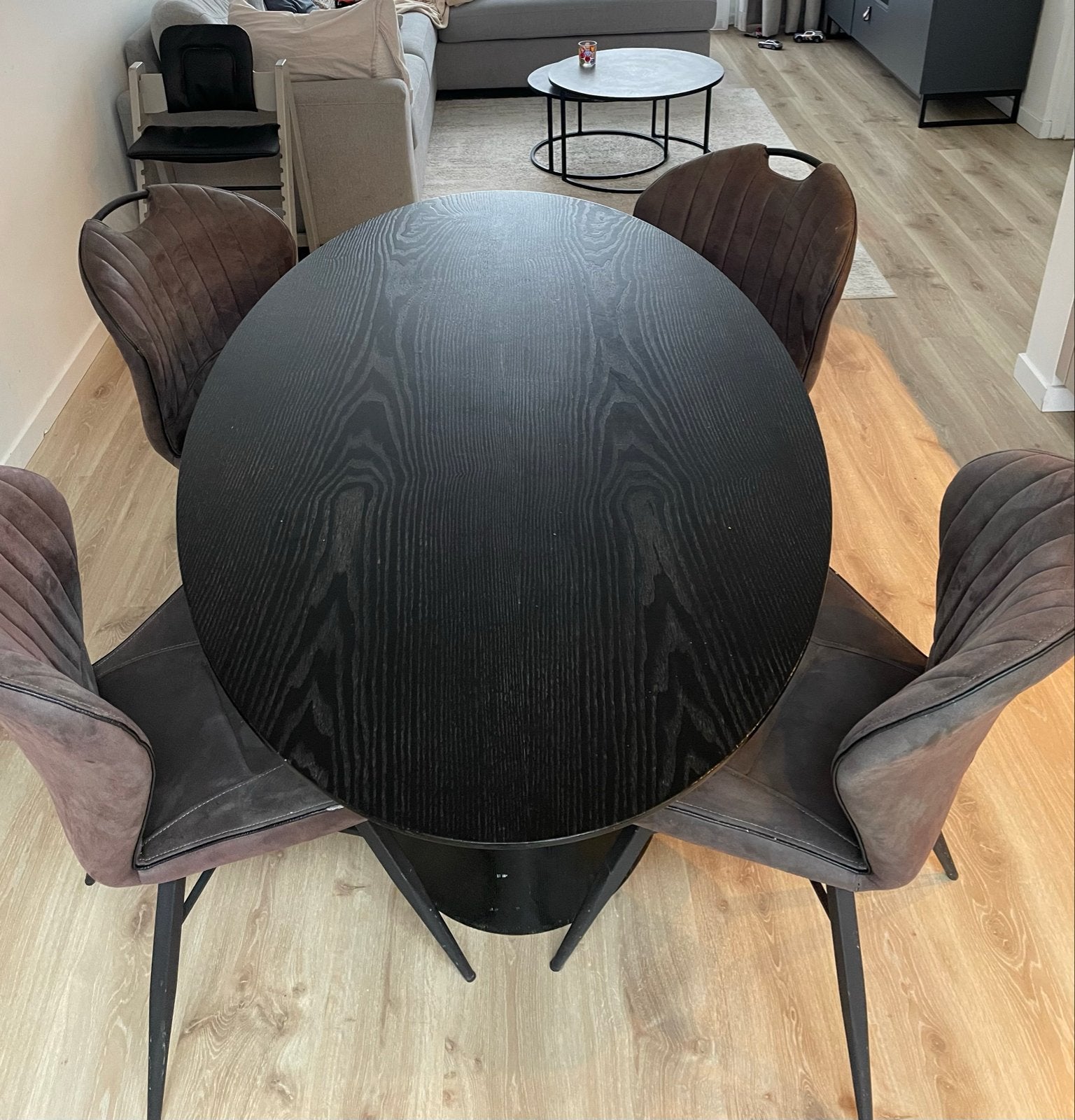 6 eetkamerstoelen - Kleine slijtage, Ophalen, Gebruikt, Stof