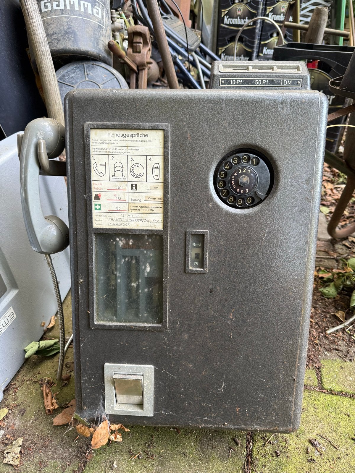 Vintage Siemens MÜFw 63 Wandtelefoon met Muntinworp, Telecommunicatie, Ophalen, Gebruikt
