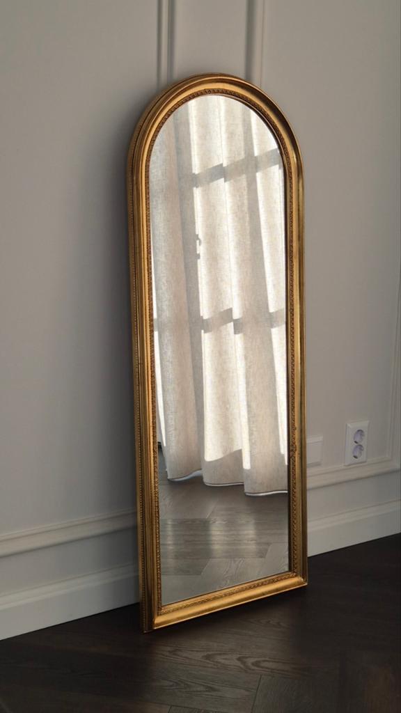 Gouden Vintage Boogspiegel 112x46cm Goud Verguld, Huis en Inrichting, Woonaccessoires | Spiegels, Minder dan 50 cm, Gebruikt, 100 tot 150 cm