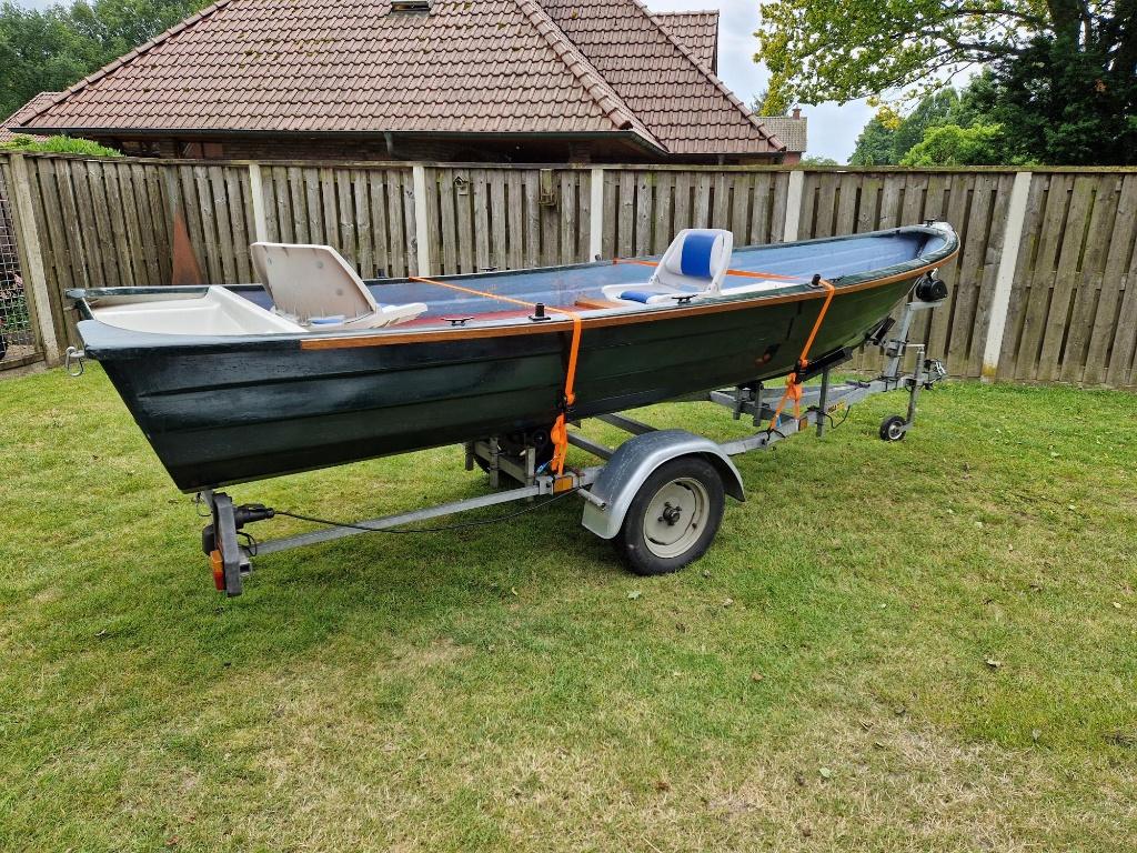 visboot (dubbelwandig), 6PK Mercure motor en PEGA trailer, Watersport en Boten, Vis- en Consoleboten, Overige merken, Gebruikt