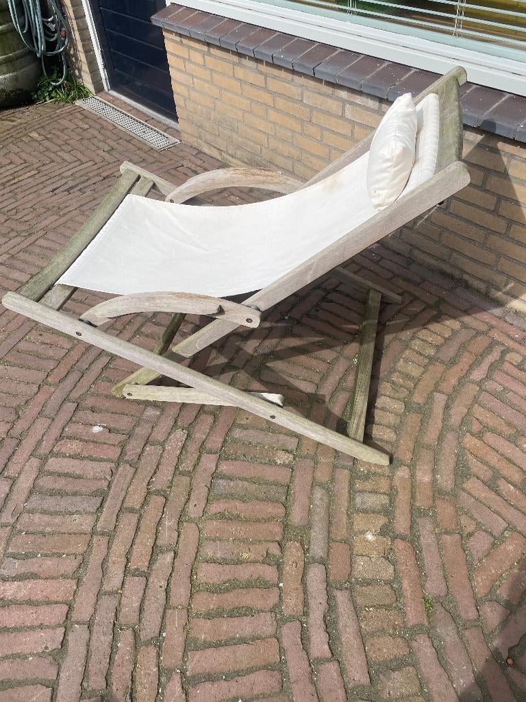 Super lig zit stoel, Tuin en Terras, Tuinstoelen, Ophalen, Zo goed als nieuw, Teakhout, Inklapbaar