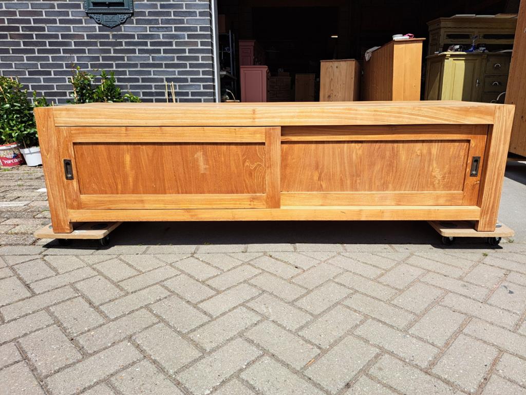 Teakhouten tv meubel met schuifdeuren 50x50x180, Ophalen, RoDeKo Volendam, R.kooij65@gmail.com, Gebruikt