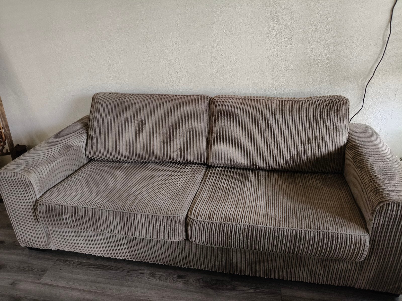 Ribstof bank van Profijt Meubel - 230x100 cm (1 jaar oud), Ophalen, Driepersoons, 75 tot 100 cm, Zo goed als nieuw