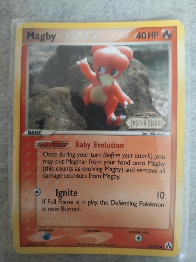 Pokémon Kaart Magby 58/92 Legend Maker stamped, Hobby en Vrije tijd, Verzamelkaartspellen | Pokémon, Ophalen of Verzenden, Gebruikt