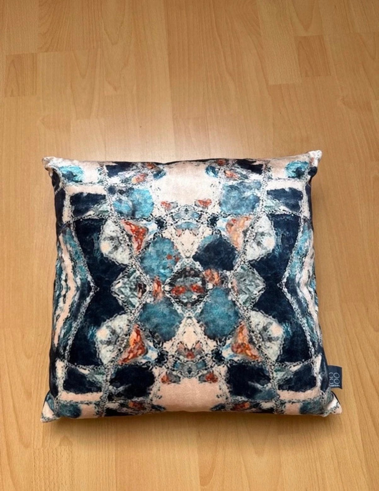 Coco Maison Sierkussen Blauw Geprint 45x45 cm - Nieuw, Overige merken, Blauw, Met print, Vierkant