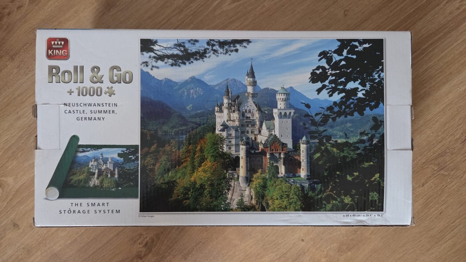 King Legpuzzel Neuschwanstein Kasteel + Roll & Go, Ophalen, 500 t/m 1500 stukjes, Nieuw, Legpuzzel