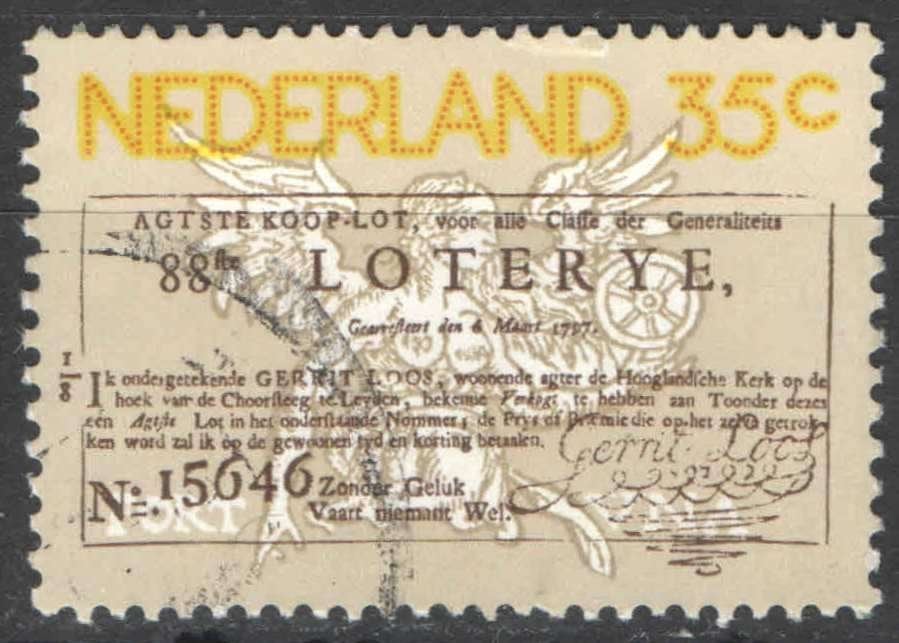 Nederland NVPH nr 1084 gestempeld 300jr Staatsloterij 1976, Ophalen of Verzenden, Na 1940, Gestempeld