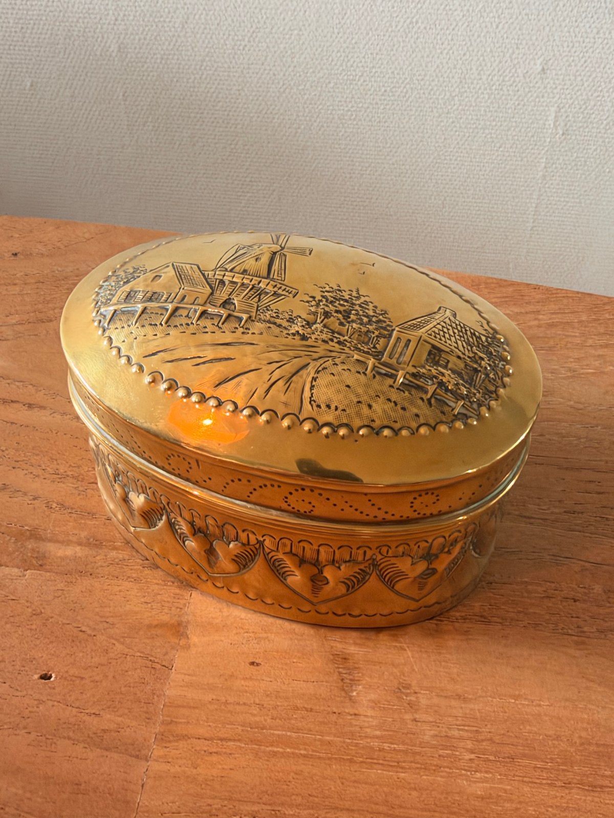 Antieke Koperen Theedoos met Hollands Tafereel, Antiek en Kunst, Ophalen of Verzenden, Koper