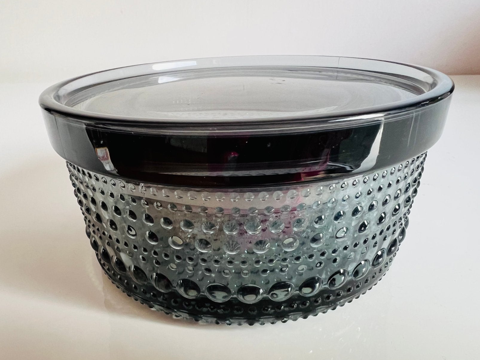 Iittala Kastehelmi Opbergpot Deksel Gray Grijs Oiva Toikka, Ophalen of Verzenden, Zo goed als nieuw, Rond, Glas