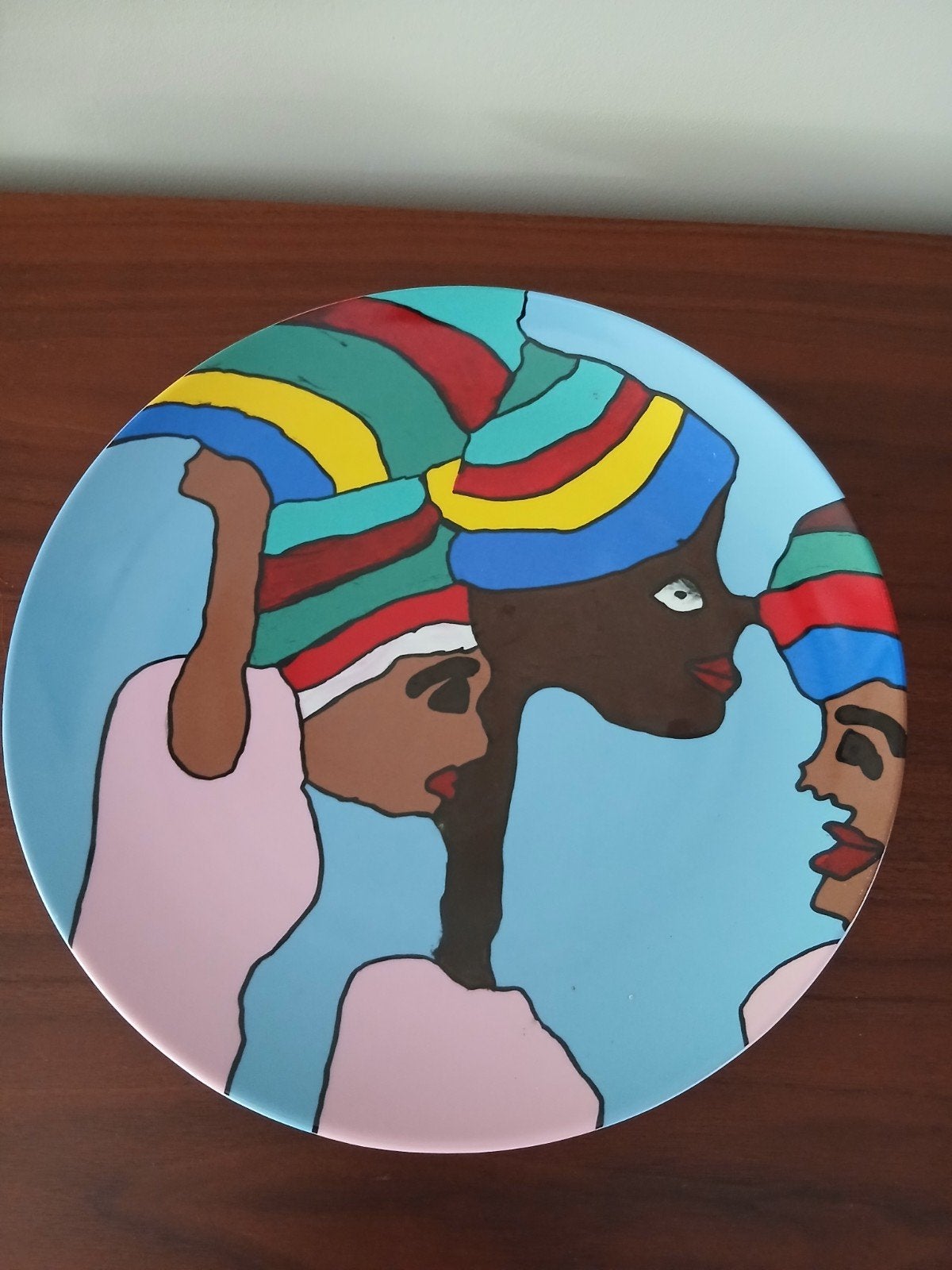 kunst bord zie foto's diameter 30 cm, Ophalen