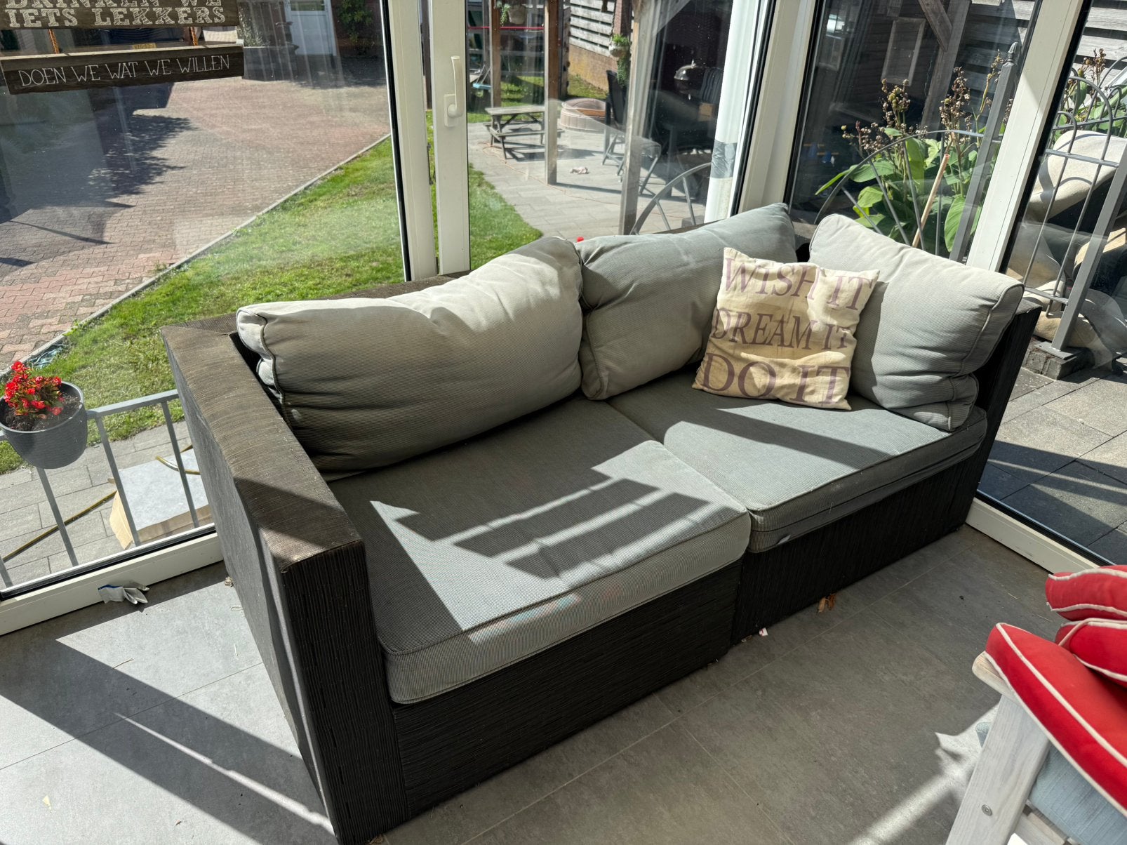 Loungeset gratis, Kunststof, Gebruikt, Ophalen, 2 zitplaatsen