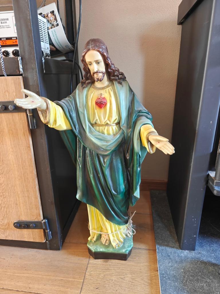 Vintage Heilig Hart Jezus beeld - 68 cm, Antiek en Kunst, Ophalen of Verzenden