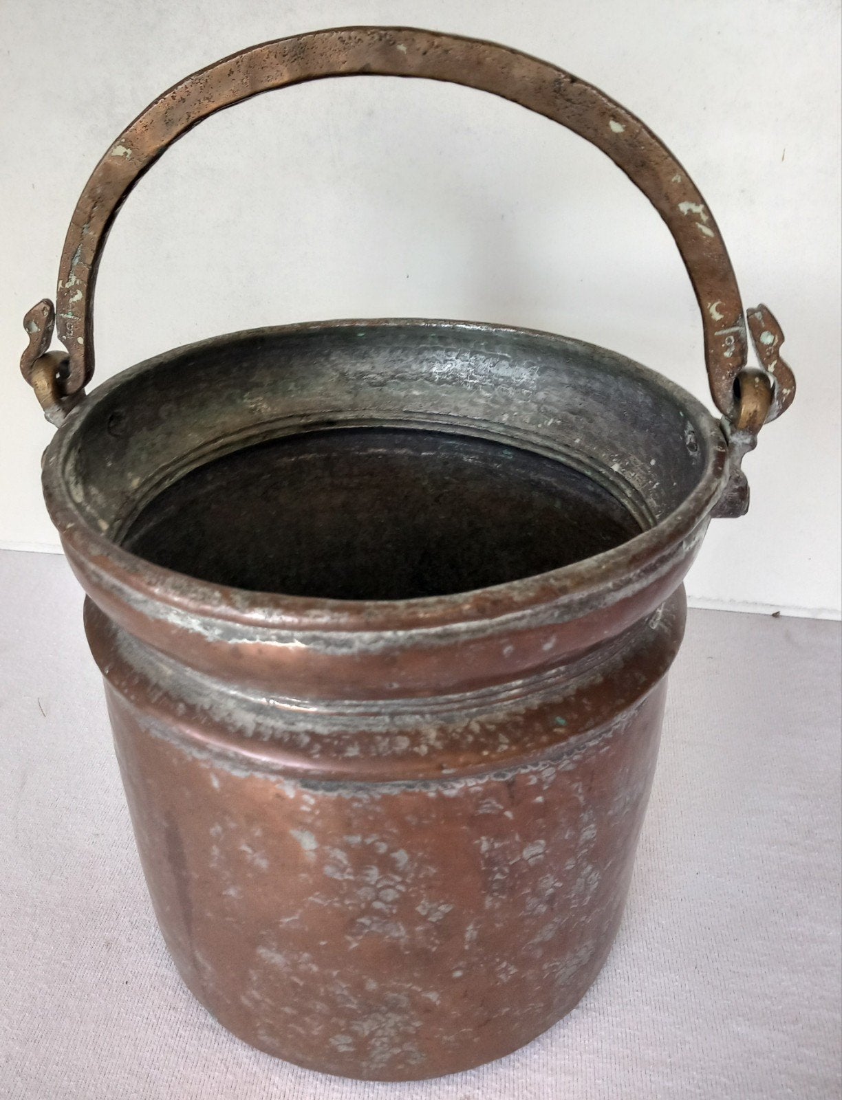 Antieke Koperen Emmer met Handvat - Decoratief, Antiek en Kunst, Ophalen of Verzenden, Koper