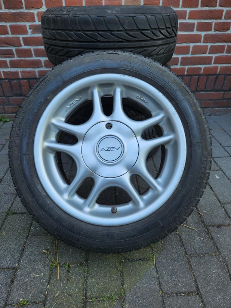 Set AZEV velgen met banden - 15 inch, Ophalen, Gebruikt