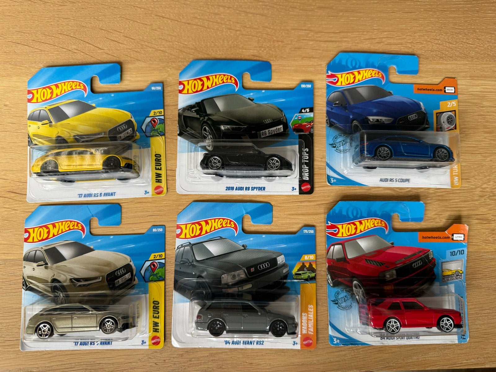 Hot Wheels Audi RS6, RS2, R8, RS5, Sport Quattro set nieuw, Ophalen of Verzenden, Nieuw, Auto