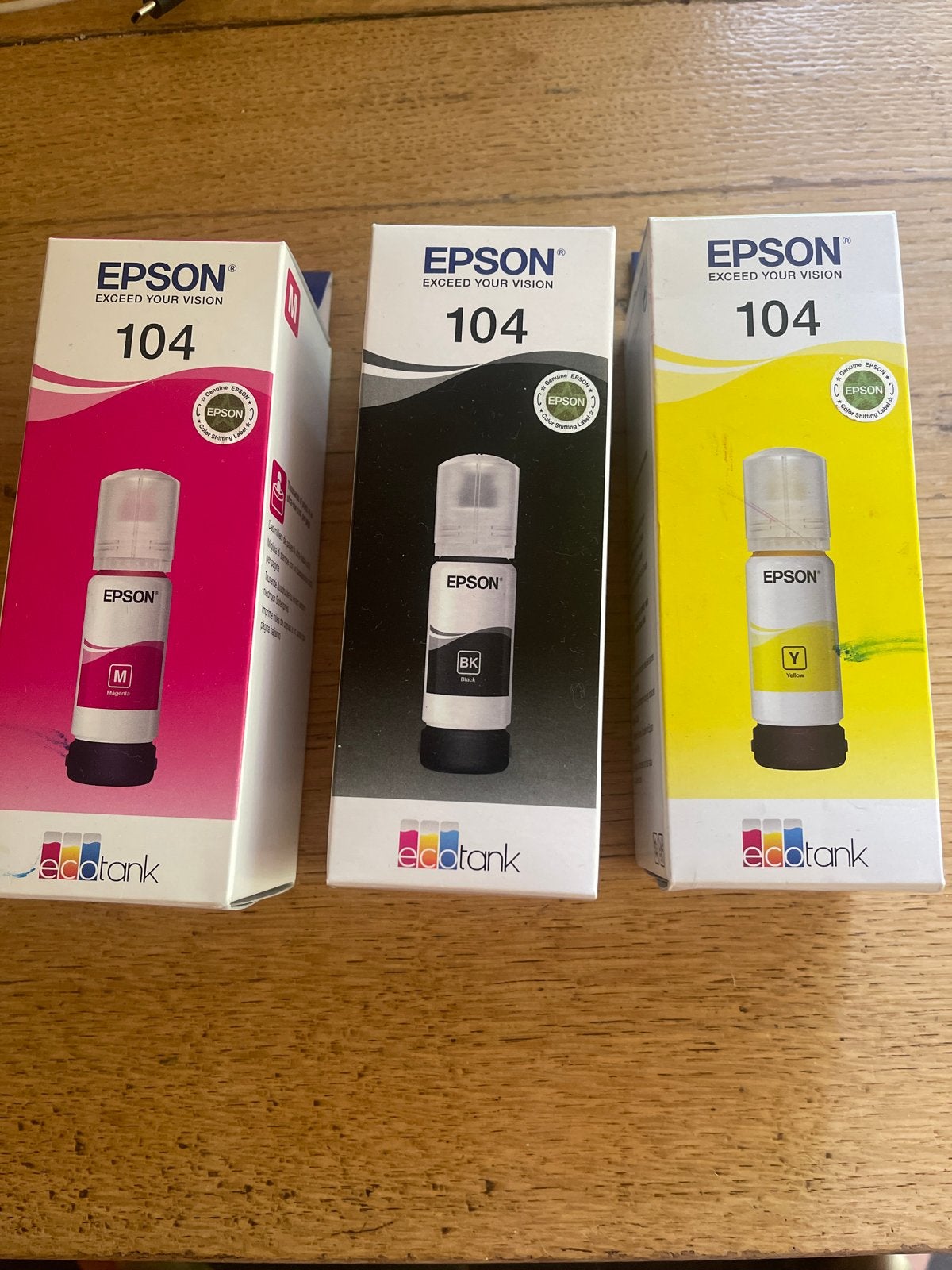 Epson 104 Ecotank Inktflessen (Magenta, Zwart, Geel), Computers en Software, Ophalen of Verzenden, Nieuw, Cartridge