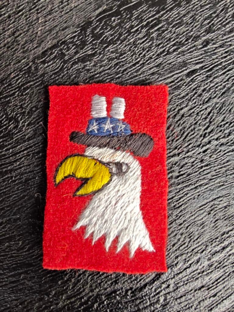 Embleem 101st Airborne Uncle Sam handgemaakte, Verzamelen, Ophalen of Verzenden, Landmacht, Amerika, Embleem of Badge