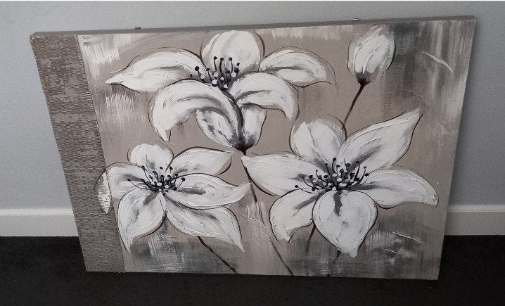 schilderij met bloemen, Ophalen of Verzenden, 100 tot 125 cm, Schilderij, 50 – 75