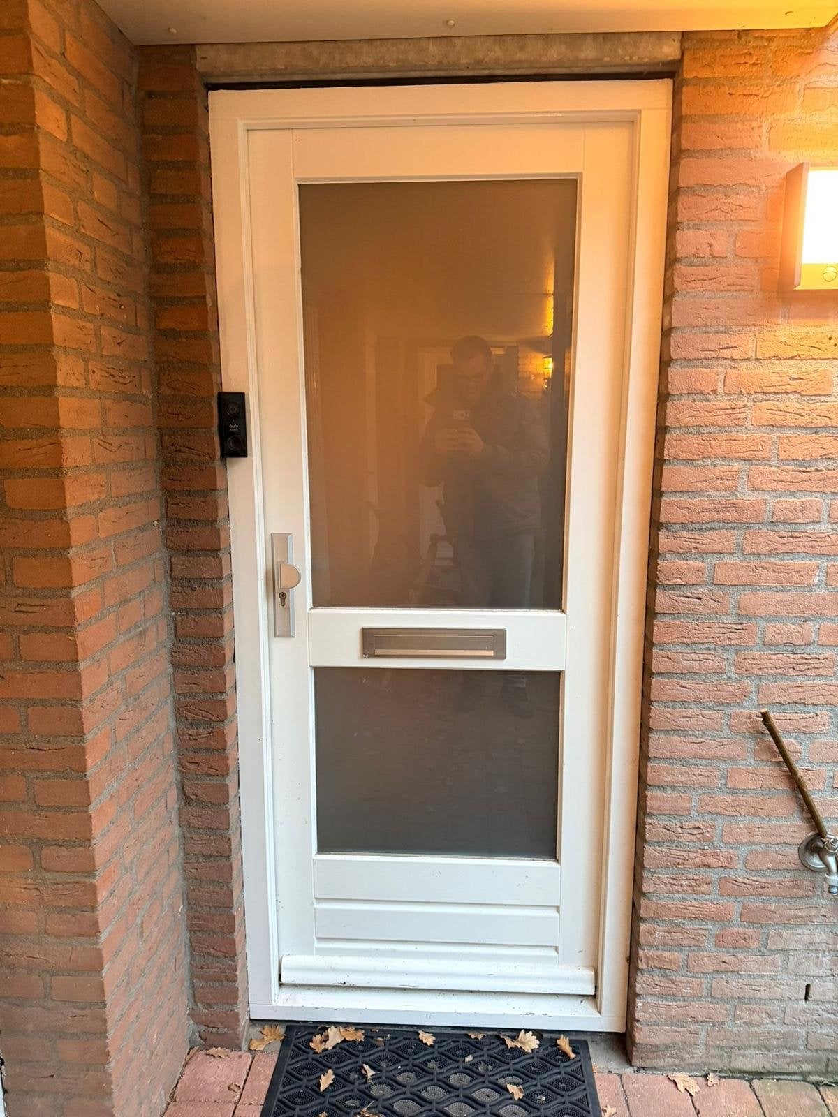 Witte Buitendeur met nieuw gematteerd Glas en Brievenbus, Doe-het-zelf en Verbouw, Deuren en Horren, Gebruikt, 80 tot 100 cm, 215 cm of meer