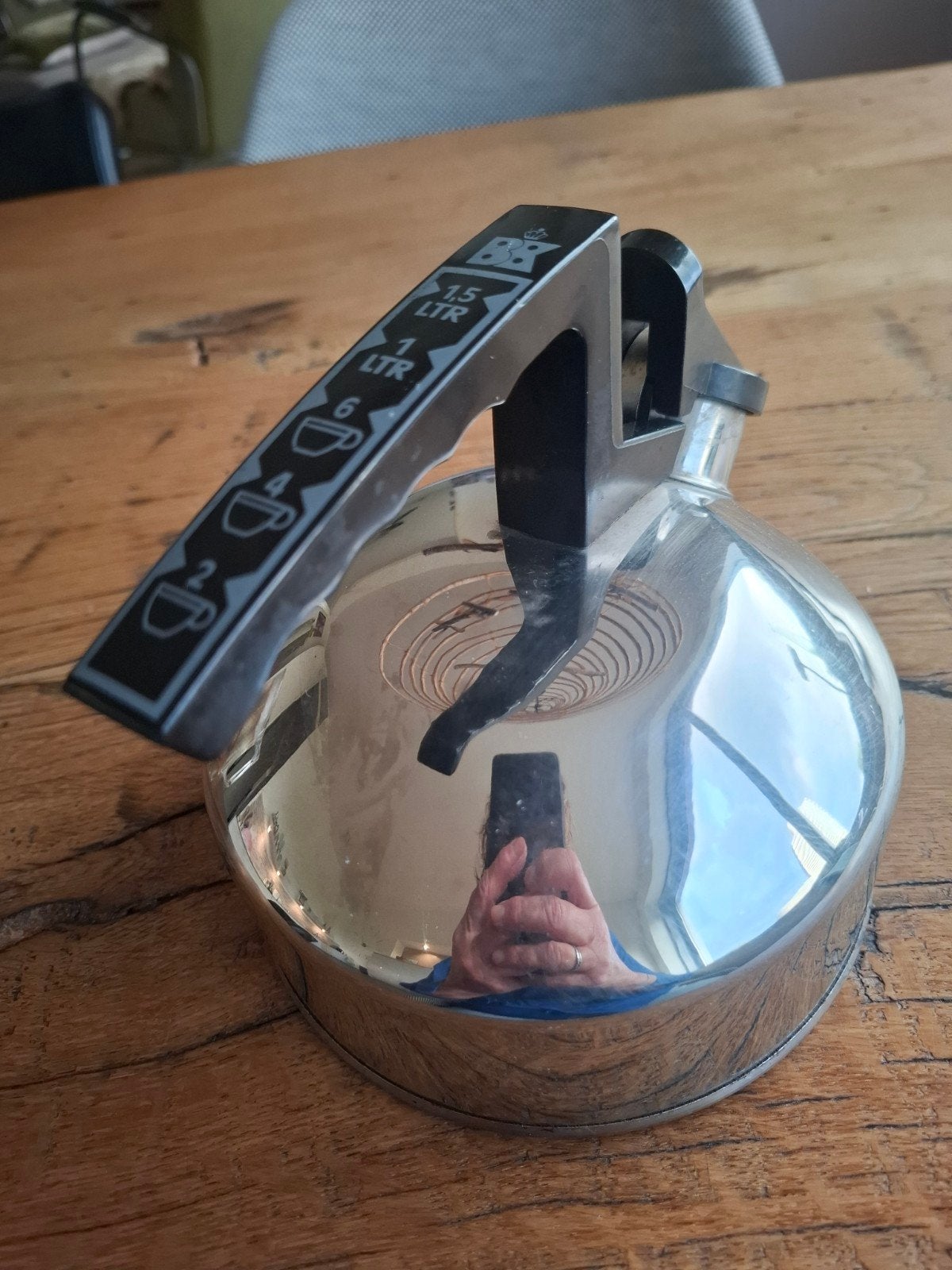 vintage fluitketel/waterketel met inhoudsopgave op handgreep, Ophalen of Verzenden