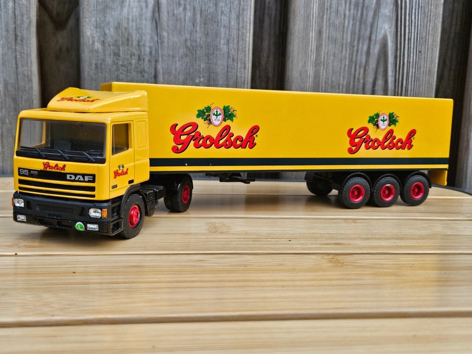 Lion Car DAF 95 Grolsch Bier Vrachtwagen 1:50 Geel, Ophalen of Verzenden, Zo goed als nieuw, Bus of Vrachtwagen, Lion Toys