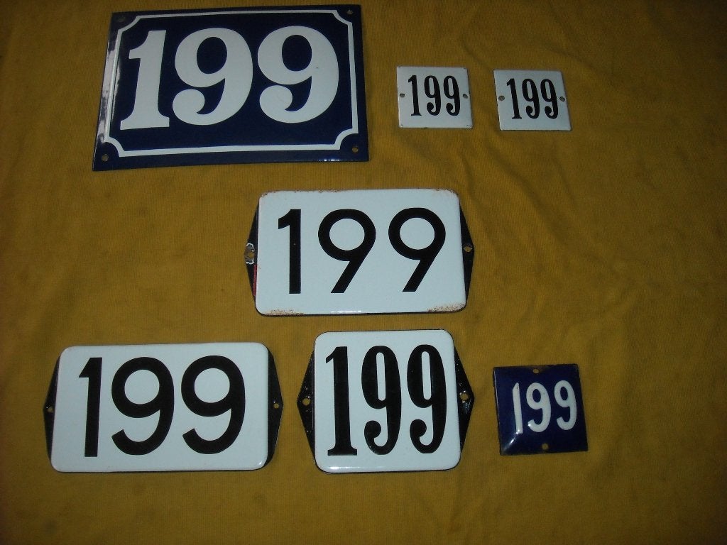 oud emaille huisnummer 199 ook 200 201 202 203 204 205 206 5, Ophalen of Verzenden
