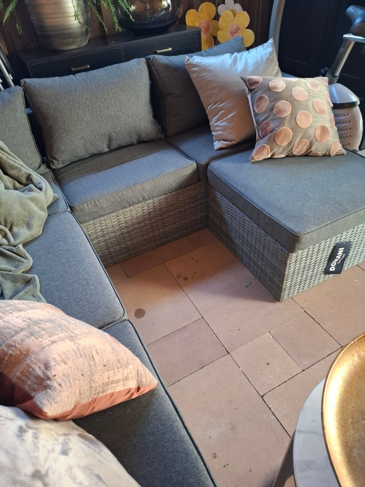 Nieuwe "DOMANI LOUNGESET" Hoekbank met Hocker Grijs Wicker, Ophalen, 5 zitplaatsen, Bank, Nieuw