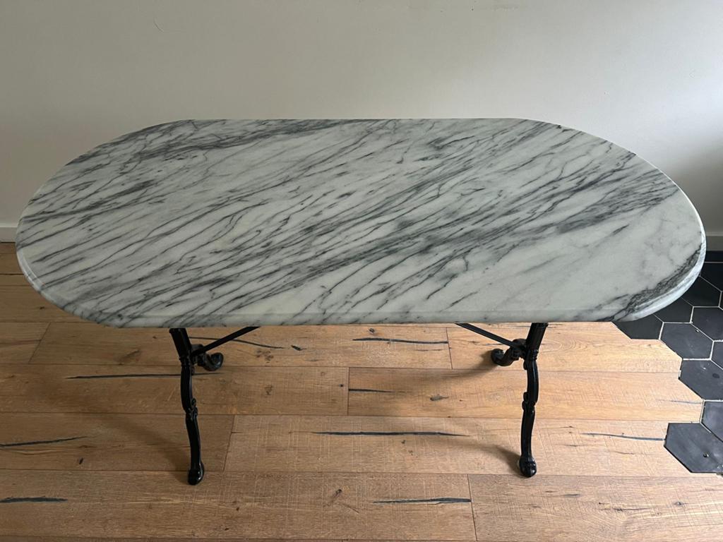 Franse Bristol tafel met marmeren blad, Ophalen
