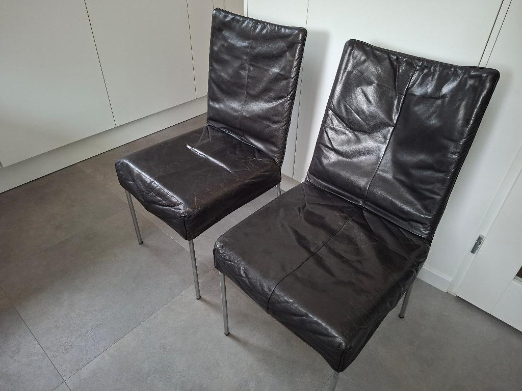 2 design eetkamerstoelen, Ophalen, Gebruikt, Twee, Zwart
