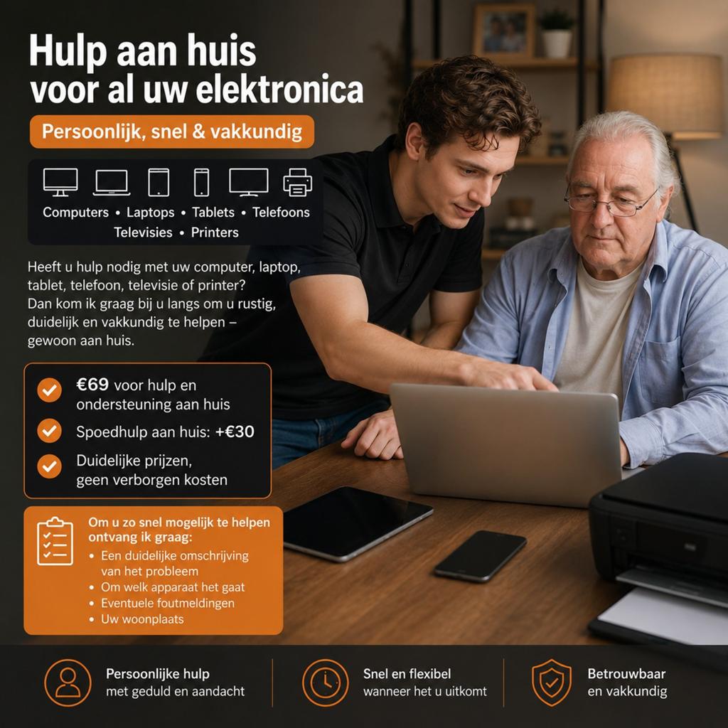 Hulp aan huis voor al uw elektronica, Ook voor bedrijven, Computerreparatie en Onderhoud