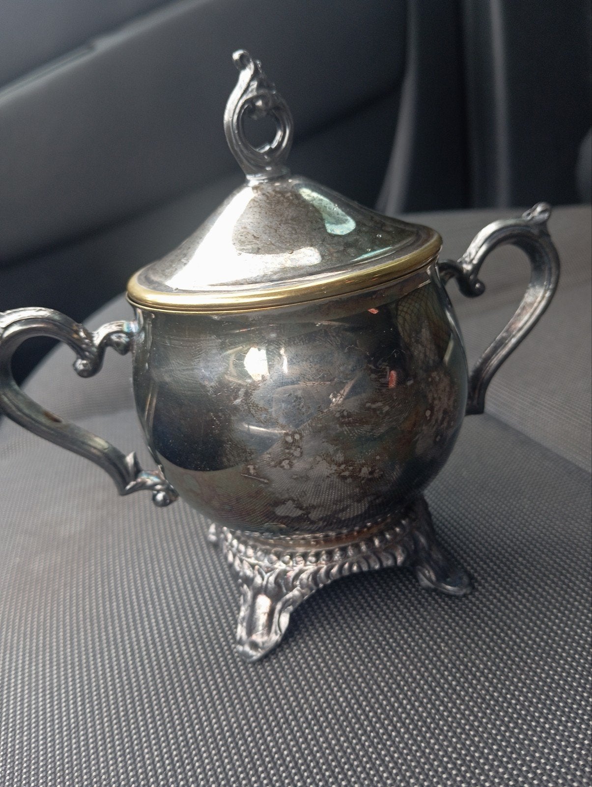 Antieke verzilverde suikerpot met deksel, Antiek en Kunst, Ophalen of Verzenden