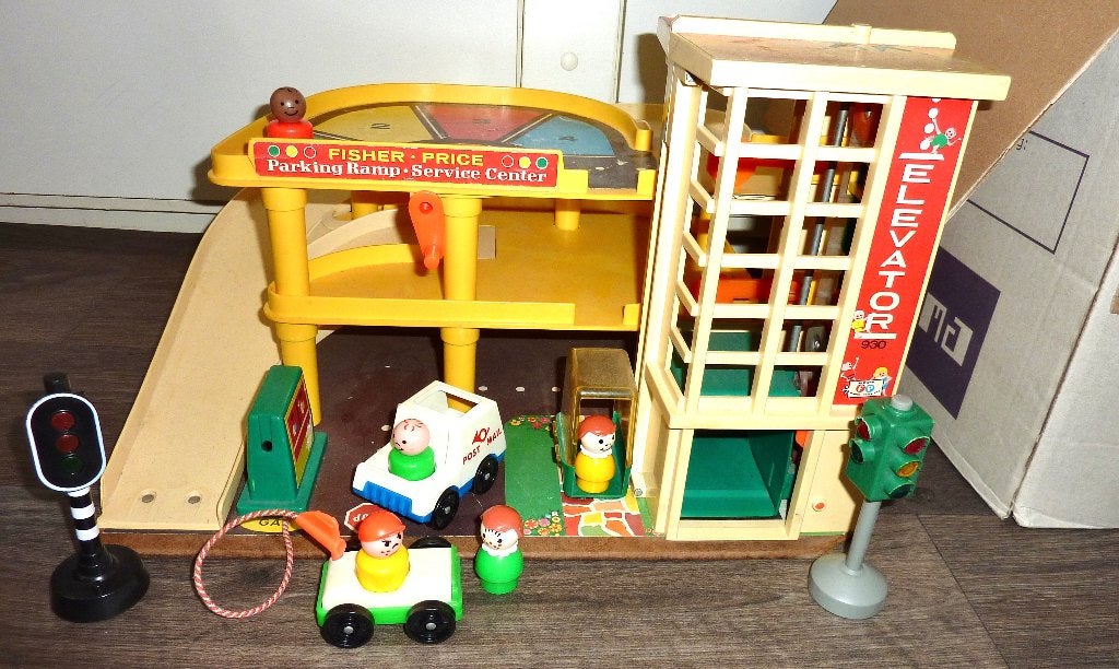 Fisher-Price garage + constructie speelgoed peuters (retro), Kinderen en Baby's, Speelgoed | Fisher-Price, Gebruikt, Speelset