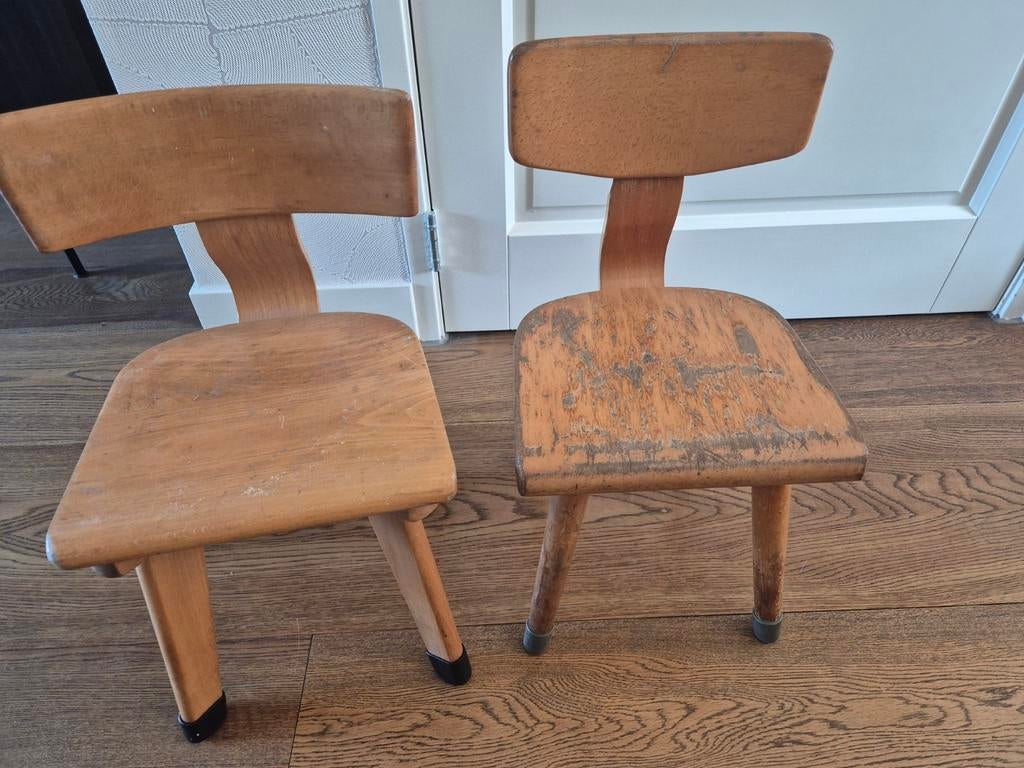 Vintage houten school stoeltjes, Ophalen, Gebruikt, Stoel(en)