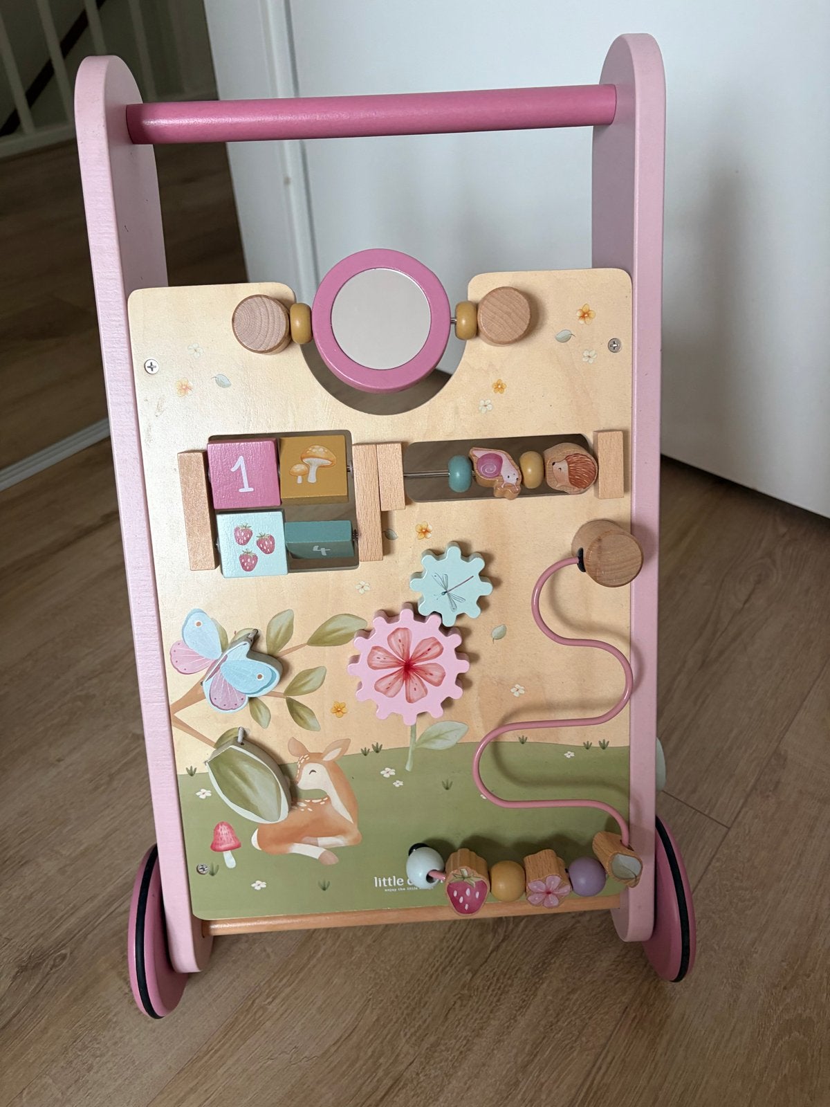 Little Dutch Houten Loopwagen Roze met Activiteiten, Ophalen, Gebruikt, Overige typen, Met wieltjes