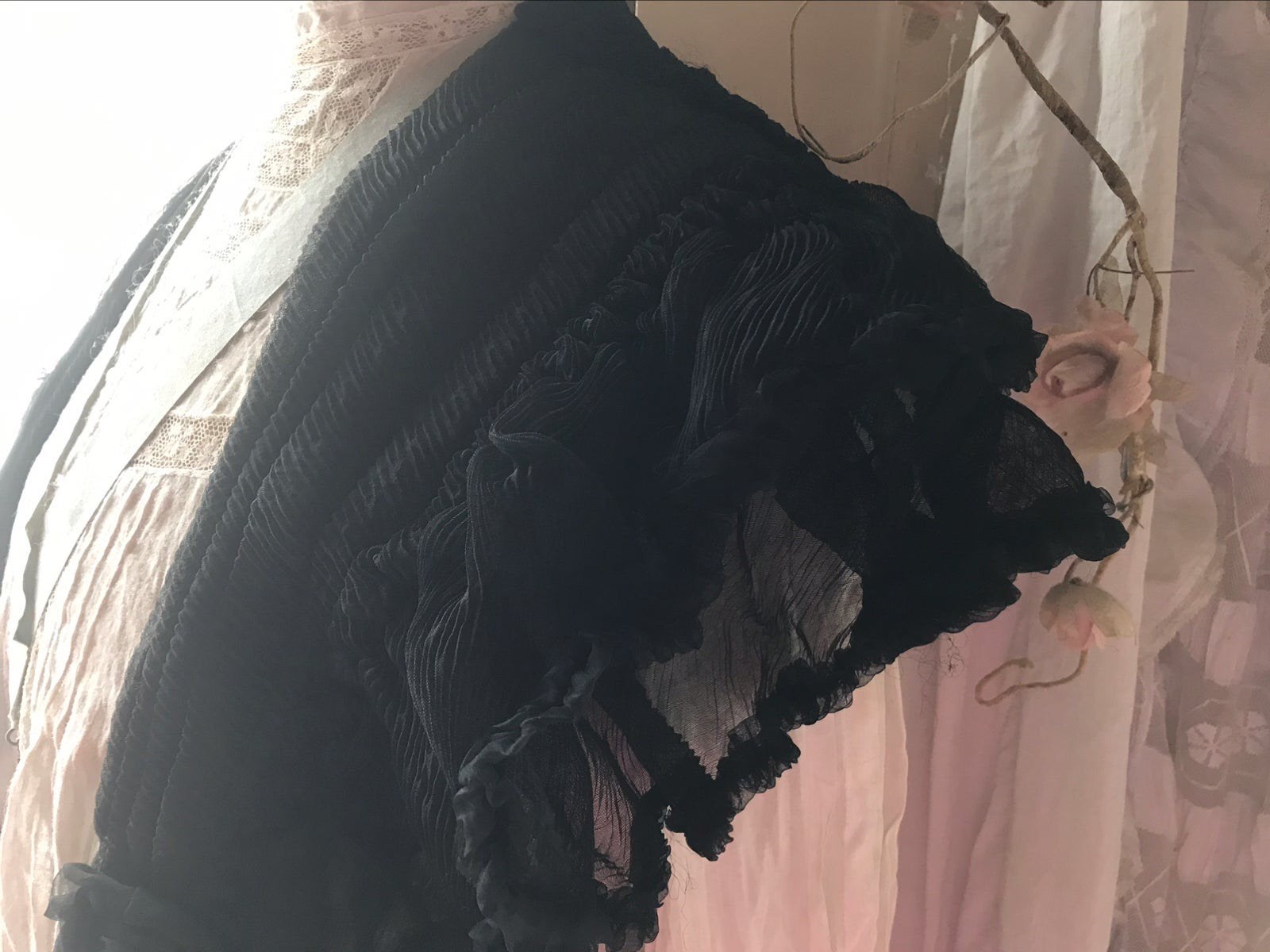 Mooie antieke victoriaanse rouwstola , rouw kleding, Ophalen of Verzenden, Dames