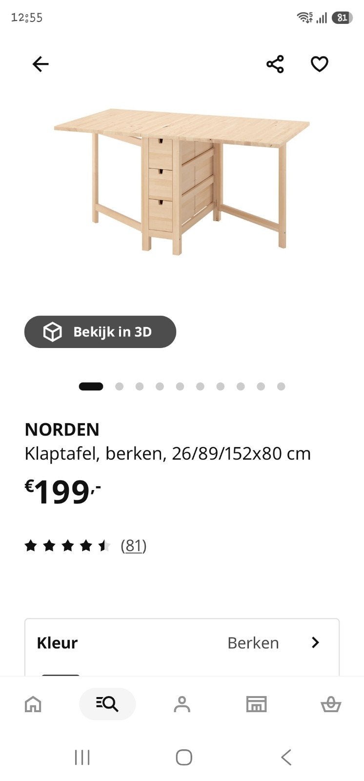 ikea klaptafel, Huis en Inrichting, Tafels | Eettafels, Ophalen, Gebruikt, Rechthoekig