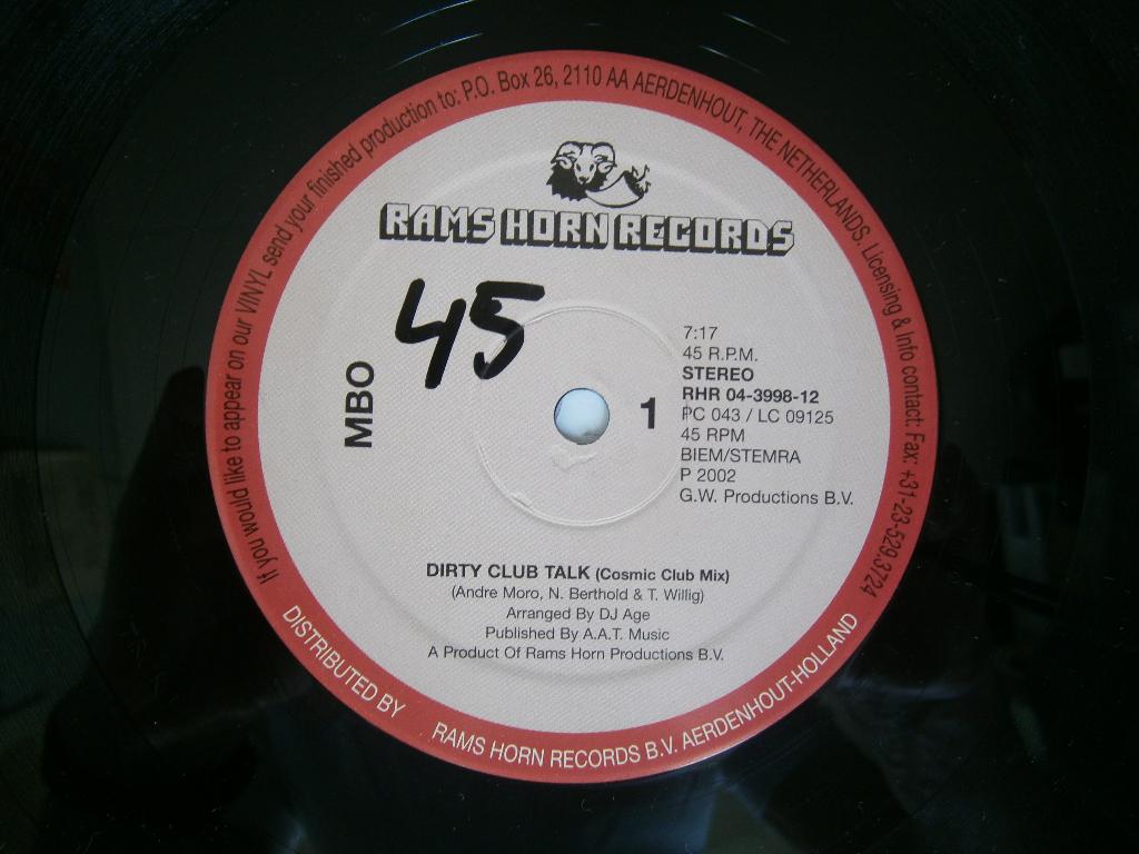 MBO – Dirty Club Talk. 2002. Club Vocal Trance, Hard Trance, Ophalen, Techno of Trance, 2000 - 2009, Zo goed als nieuw