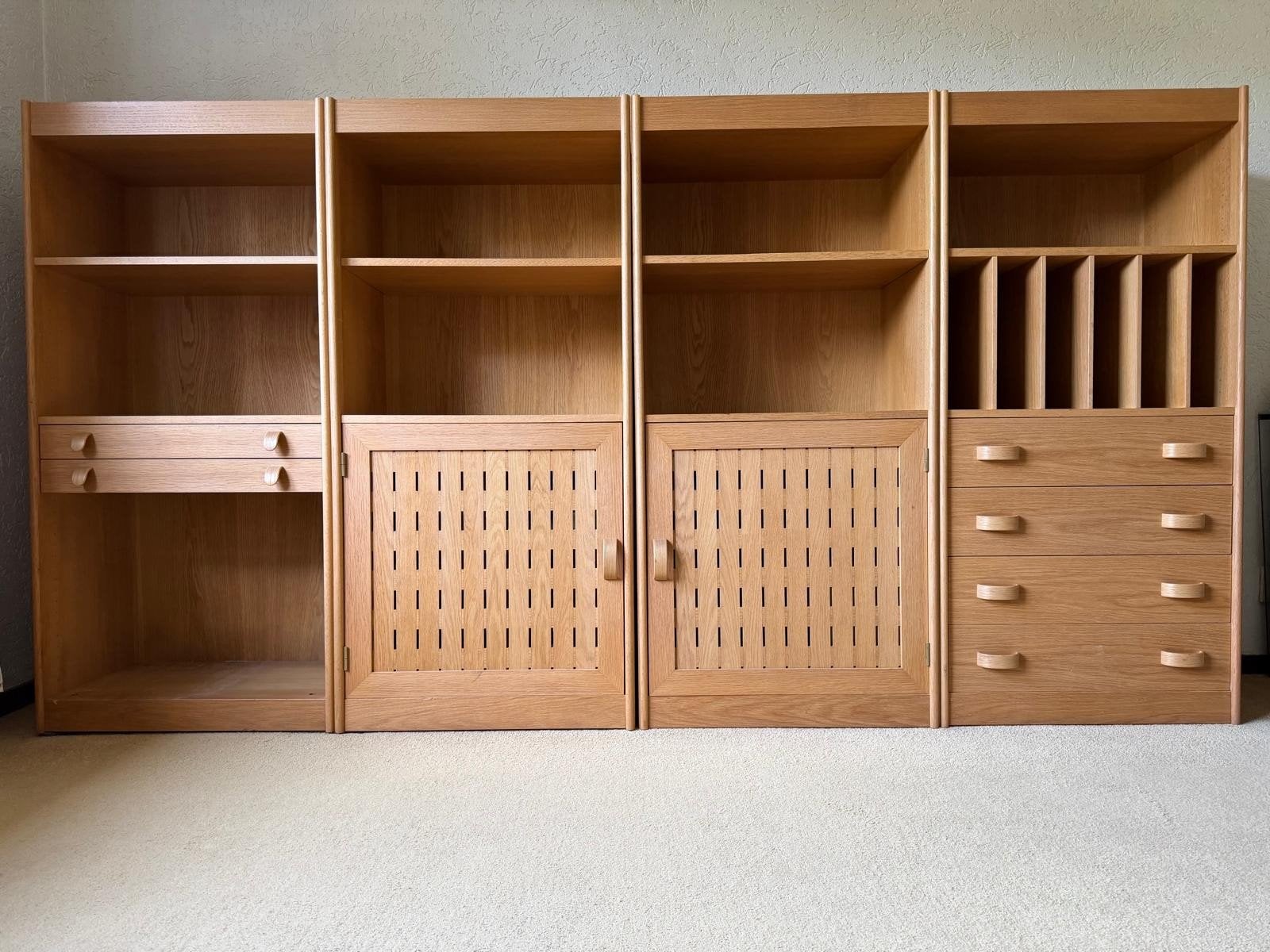 Modulaire Eikenhouten Boekenkast/Kastensysteem, Modern, Scandinavisch, 100 tot 150 cm, Eikenhout, Met lade(s)