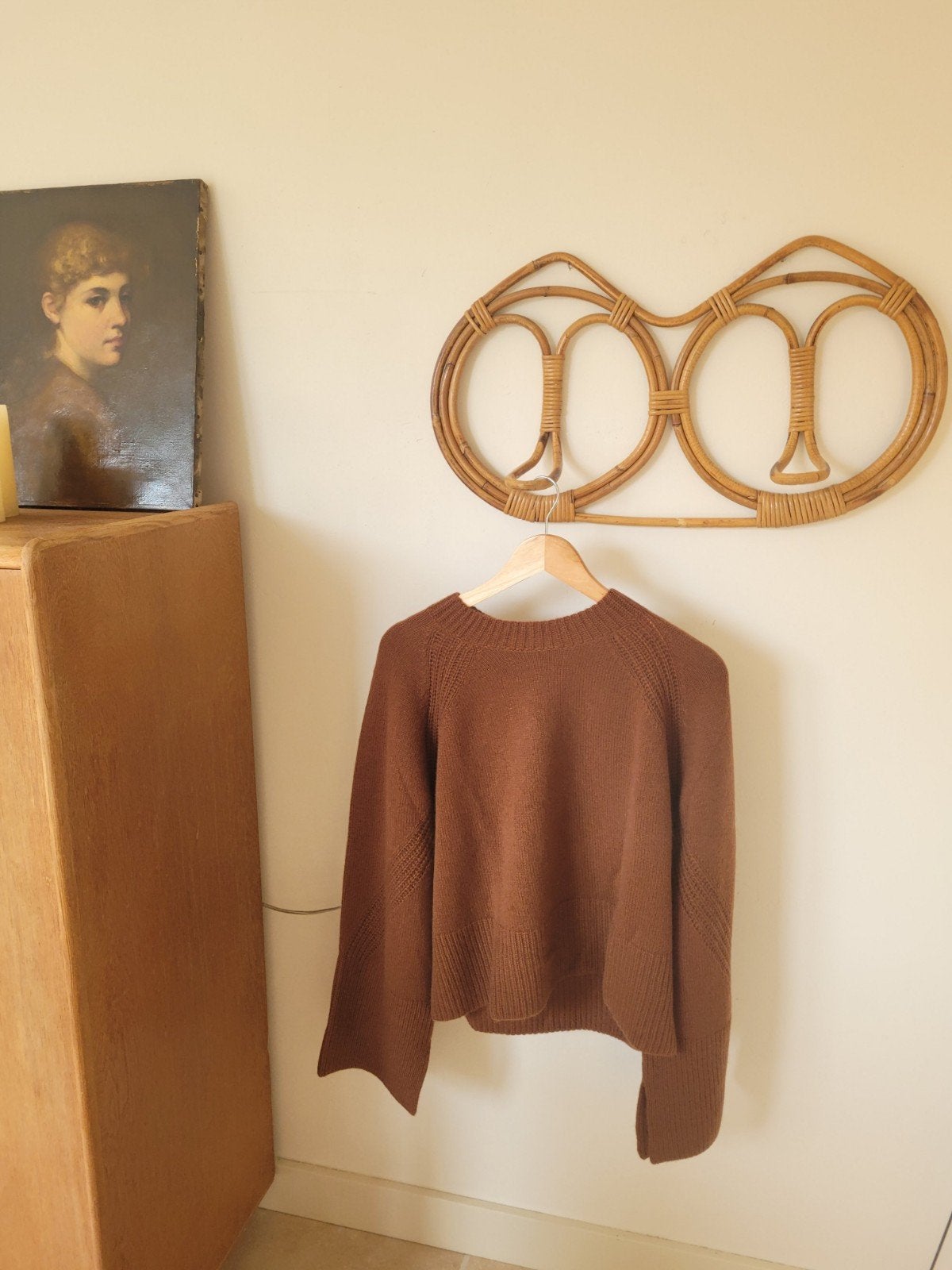 vintage bamboe rotan design kapstok Franco Albini, Ophalen of Verzenden, Hout, Wandkapstok, Minder dan 100 cm