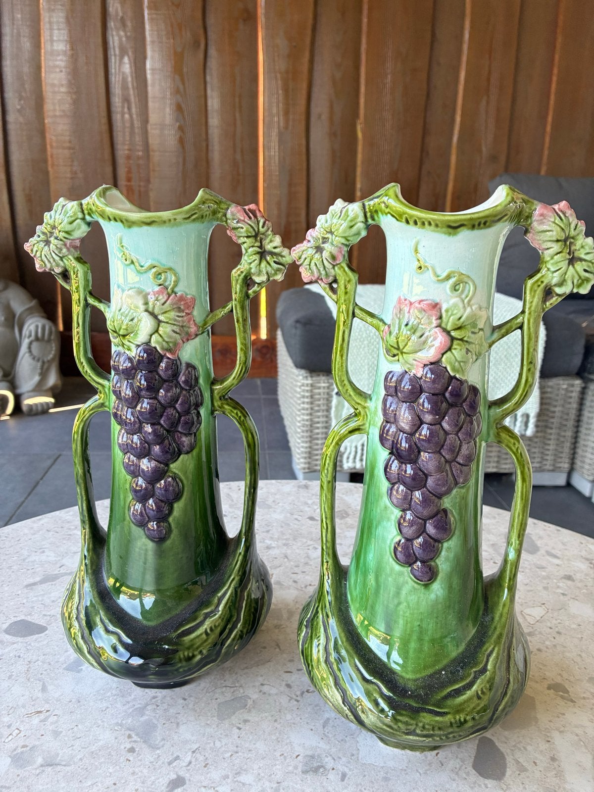 Antieke Art Nouveau keramieken vazen – set van 2, Antiek en Kunst, Antiek | Vazen, Ophalen