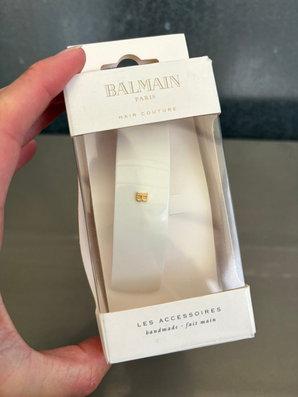 Balmain haar klem wit hj barrette L 14k gold plated, Ophalen of Verzenden, Zo goed als nieuw