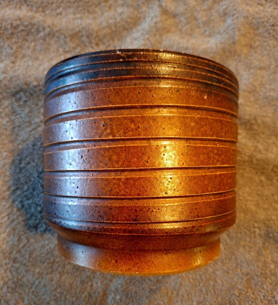 Stoere Vintage Bloempot Jaren 70 • West Germany Stijl, Gebruikt, Rond, Ophalen of Verzenden, Aardewerk
