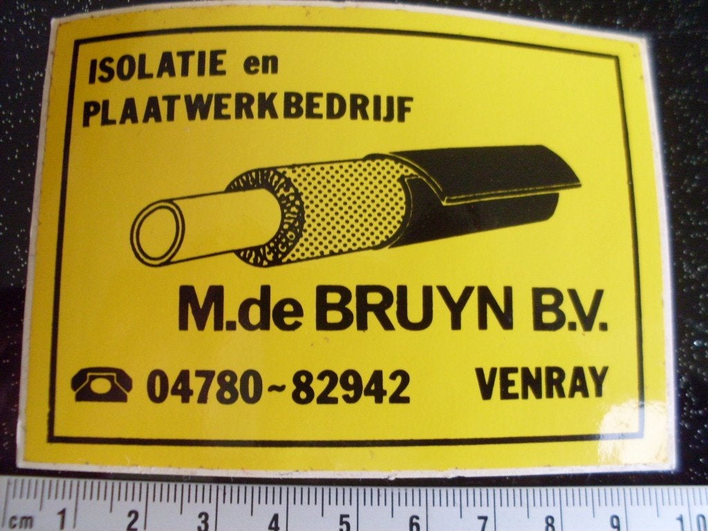 sticker M. de Bruyn venray isolatie en plaatwerkbedrijf logo, Verzenden, Zo goed als nieuw, Bedrijf of Vereniging