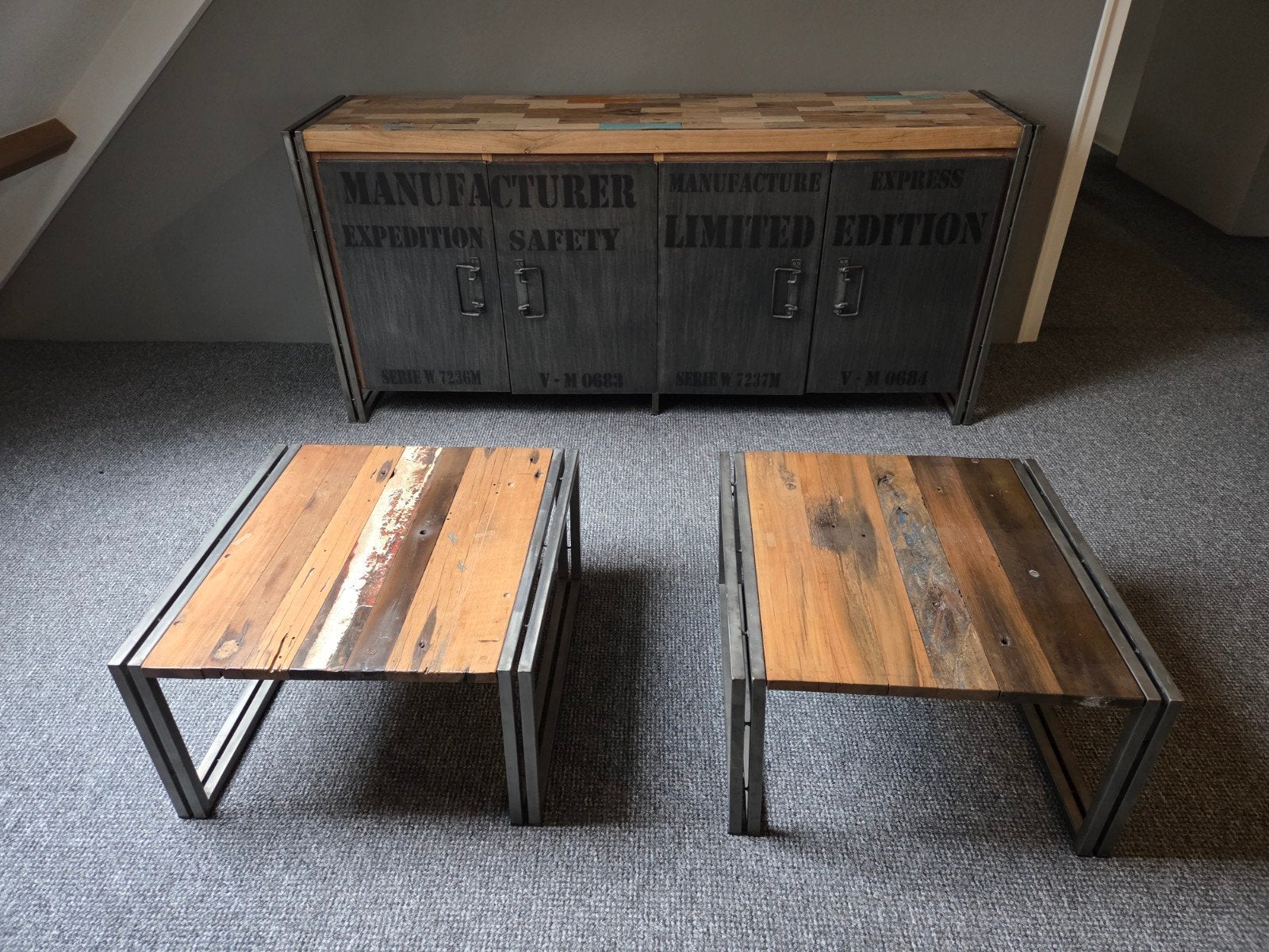tafel+kast gerecycled Indonesisch boothout, Ophalen, Gebruikt, Overige houtsoorten, Industrieel, Robuust, Duurzaam