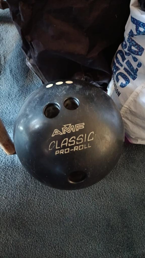 Vintage AMF Classic Pro-Roll Bowlingbal | Retro Zwart 3-Dot, Ophalen of Verzenden, Gebruikt, Bal