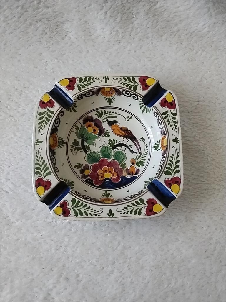 Delfts blauw asbakje met vogel en bloemen, Antiek en Kunst, Ophalen of Verzenden