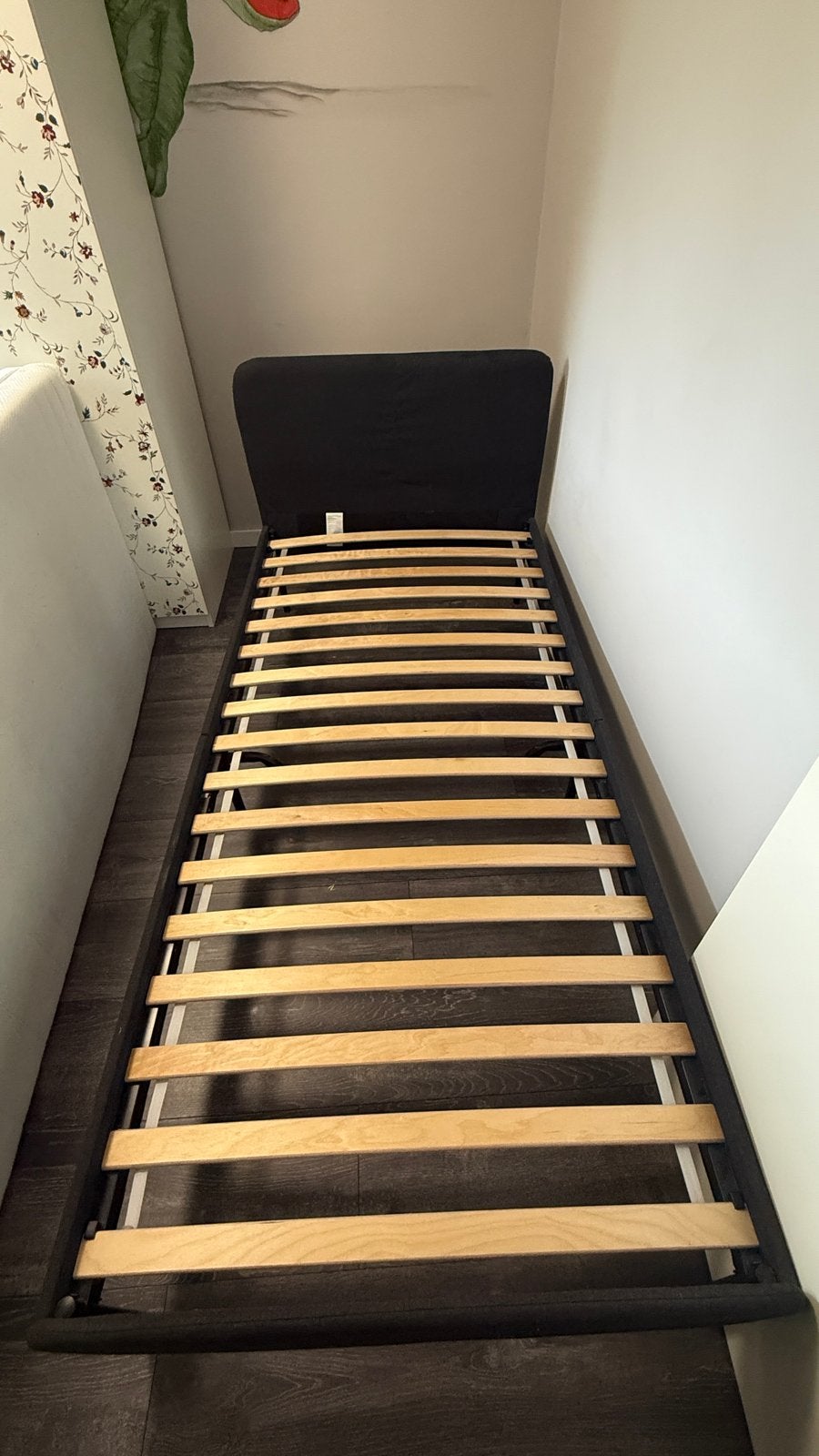 Eenpersoonsbed ikea slattum met lattenbodem - Zwart, Ophalen, 90 cm, Eenpersoons, Zwart
