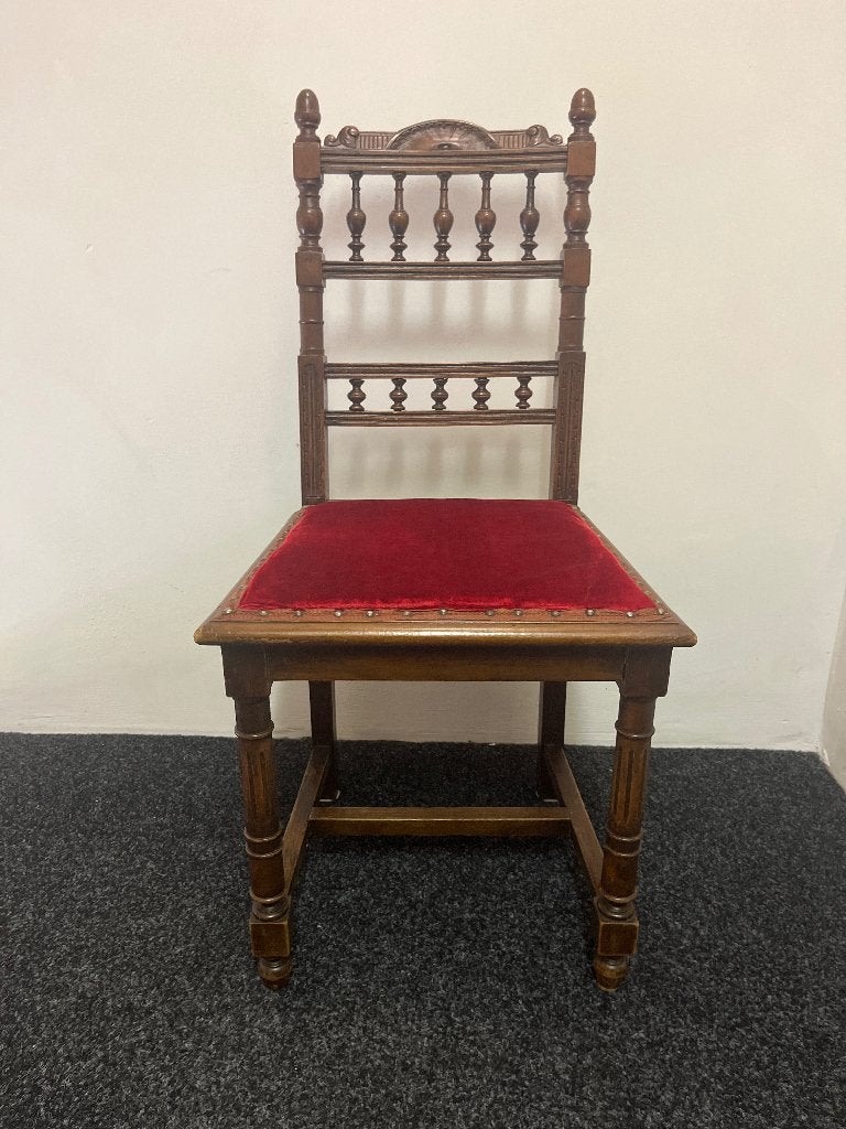 6x Henri deux stoeltjes. Brocante ,. Notenhout velours stof, Ophalen